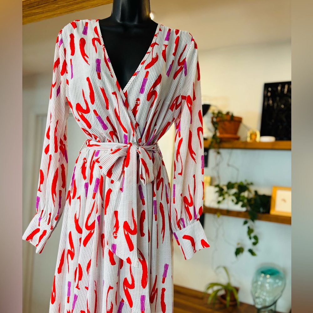 The Moon-Elegant Red and Purple Patterned Maxi Dress - Picture 10 of 14